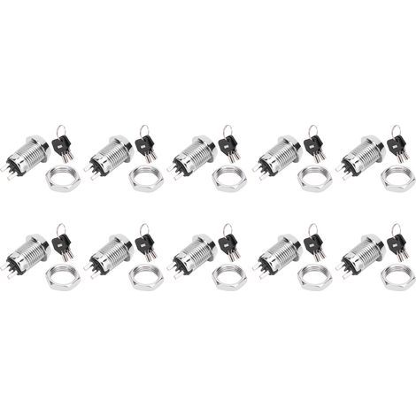 Lot de 10 interrupteurs à clé en acier inoxydable, marche/arrêt, verrouillage, double tirette, 12 x 22 mm (1/5)