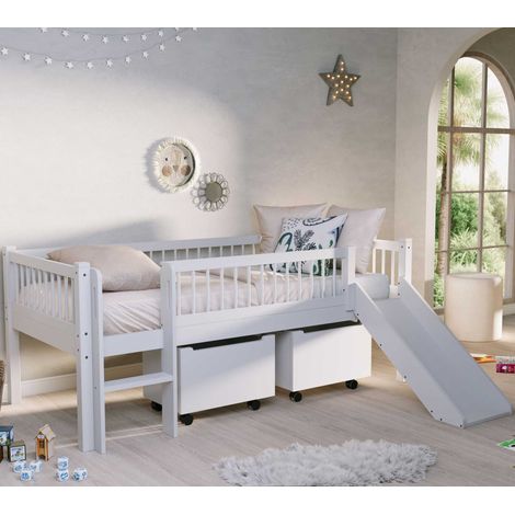 Lit mi-hauteur Forrest - 90 x 200cm - avec toboggan et rangement (1/5)