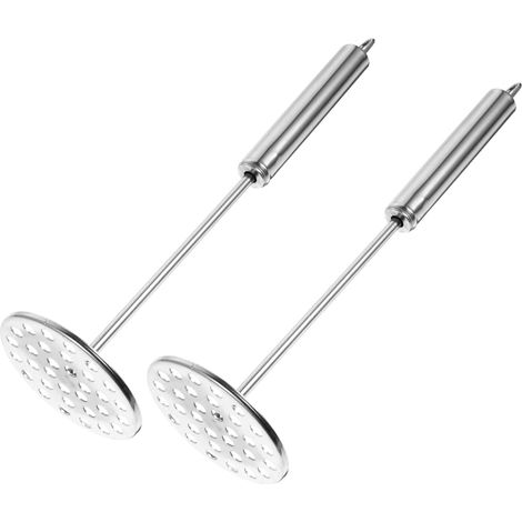 2 Pièces presse-purée pilon à main presse-fruits presse-pommes de terre triturateur de potato masher rapeur legume pilon de cuisine Silver (1/4)