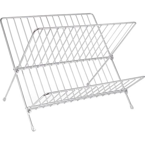 CSPARKV Dish Drainer. Foldable X-Shaped Drainers Two-Tier Large Capacity Stainless Steel Minimalist