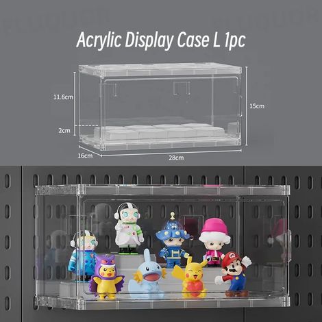 (Vitrine) Organisateur mural sans perçage avec panneau perforé, étagères de rangement modulaires, crochets et accessoires, pour salle de jeux, cuisine ou bureau. (1/5)