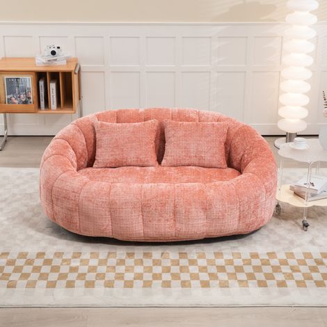 Sillón de chenilla rosa con espuma y apoyo lumbar suave OKMYHOME (1/5)