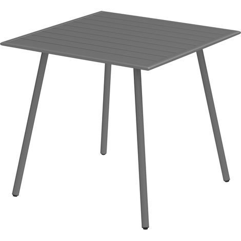 Table jardin 6 personnes plateau lattes 80x80x74 cm gris