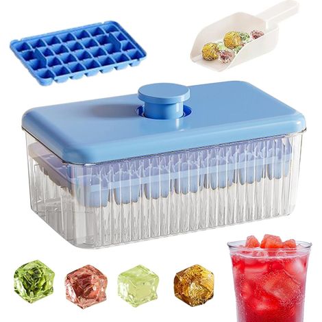Bac À Glaçons Avec Couvercle Et Bac De Rangement Machine À Glaçons Protégée Pour Congélateur Accessoire De Cuisine Pour Préparation De Boissons Froides Comme Jus, Vin, Café Et Bourbon (1/5)