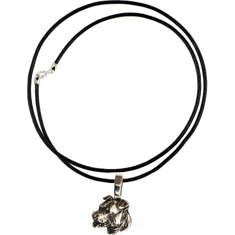 Collier pour chien American Staffordshire Terrier (Amstaff, Amstaf) - pendentif plaqué argent, bijou discret signé Art-Dog, idéal pour les amoureux des chiens. (1/5)