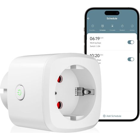 Prise Wi-Fi intelligente avec mesure de la consommation, prise WiFi avec interrupteur intelligent, 10 A, compatible avec et (1/5)