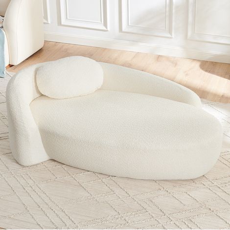 Canapé droit 170x96x62 cm en tissu peluche beige, gain de place pour salon FloraGrace (1/5)