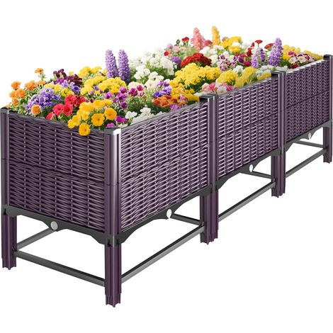 Jardinière surélevée avec barres de renfort, jardinière surélevée pour jardin, balcon, terrasse - 120 x 40 x 50 cm - Violet (1/5)