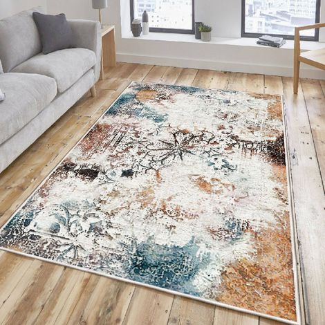 Alfombra Rocky River, Estructura de Terciopelo, 300x100 cm Multicolor
