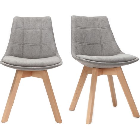 2er-Set Stühle skandinavisches Design Holz und Stoff Dunkelgrau MATILDE