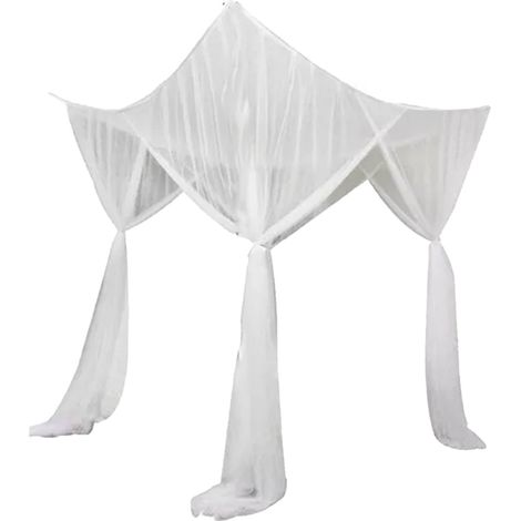 Mosquitera para cama individual, poliéster, protección eficaz, diseño de 4 esquinas, para el hogar, color blanco. (1/5)