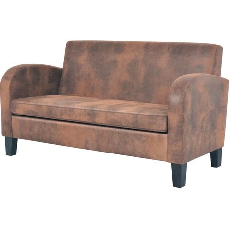 Canapé à 2 places, Canapé droit, Canapé relax Moderne pour salon Chambre Daim synthétique Marron MJU4168 (1/5)