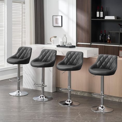 WOLTU 4x bar stools chairs Breakfast Dining stools chairs for Kitchen Adjustable Grey