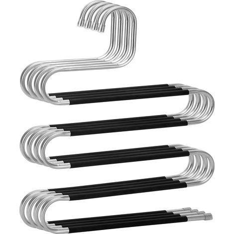 Cintre Pantalon - Acier Inoxydable - Design S - Anti-dérapant - Pour Armoire et Placard - Lot de 4 (1/5)