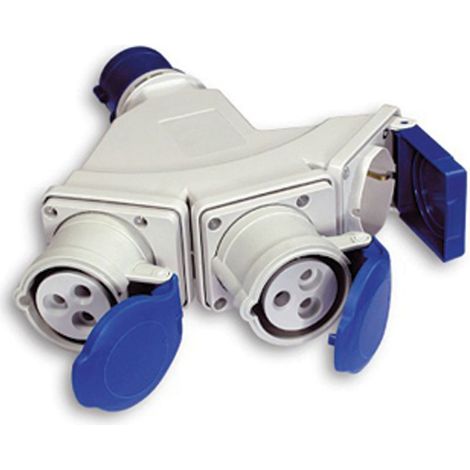 Fme art 73.122 adattatore multiplo triplo a 2 prese 2P+T 16A CEE blu IP44 (1/2)