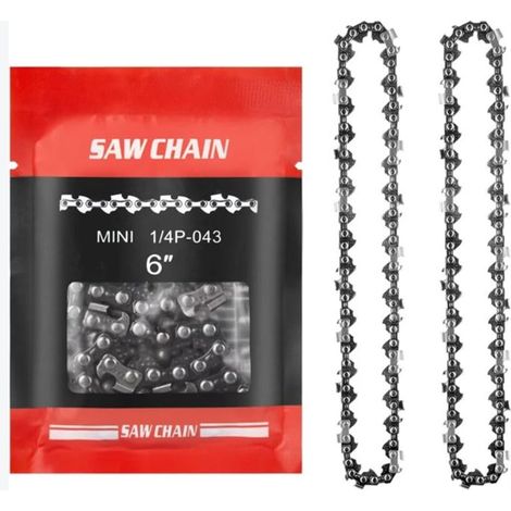 2pcs chaînes de remplacement pour 6 pouces mini tronçonneuse electrique, chaine tronconneuse 37 maillons d\'entraînement (1/5)