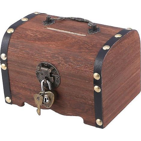 Boîte de rangement de trésors Vintage, tirelire organisateur, boîte d'épargne avec serrure pour la maison (1/2)