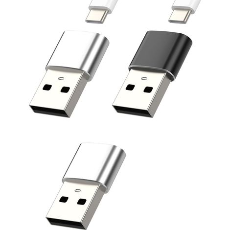 Adaptateur USB C vers USB Chargeur Rapide(Lot de 3) Accessoire Prise USBC Cable USB A Secteur Adapter Compatible pour Samsung Huawei Xiaomi Redmi Iphone Apple Embout Charge Cordon Convertisseur (1/5)