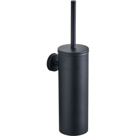 Cepillo y soporte para inodoro de montaje en pared, limpiador de cepillos - Negro