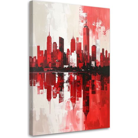 Tableau déco Rouge Imitation peinture de bâtiments urbains 40x60 (1/4)