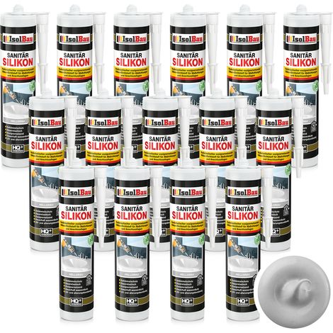 IsolBau Silicone Sanitario Grigio Chiaro Sanitär Silikon 15 x 300ml (1/5)
