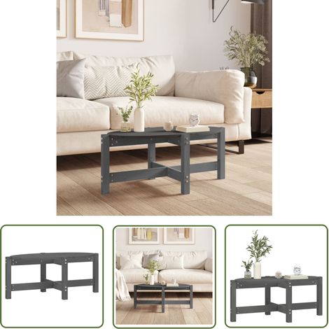Table basse Gris 87x48x35 Bois massif de pin (1/5)