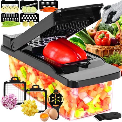 Coupe Legumes Multifonctions,Professionnelle Cuisine Coupe Legume Manuel à Lames Remplaçables Coupe-légumes pour trancher râper et découper en dés