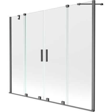 Mexen Velar Duo paroi de baignoire 2 volets coulissants 190 x 150 cm, transparent, gris canon brossé - 896-190-000-02-66 (1/5)