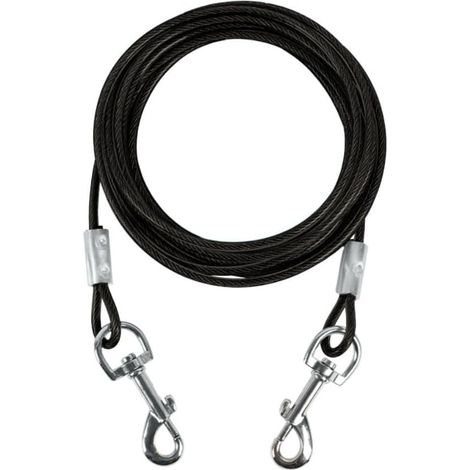 Guinzaglio per cani in filo d'acciaio resistente da 1,8 m con moschettone girevole in acciaio inossidabile (nero) (1/5)