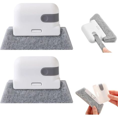 Ensemble de 2 brosses de nettoyage pour rails de fenêtre – Brosse utilisable d'une seule main, adaptée aux portes coulissantes, aux appuis de fenêtre, aux petits interstices et aux fissures, élimine e (1/5)