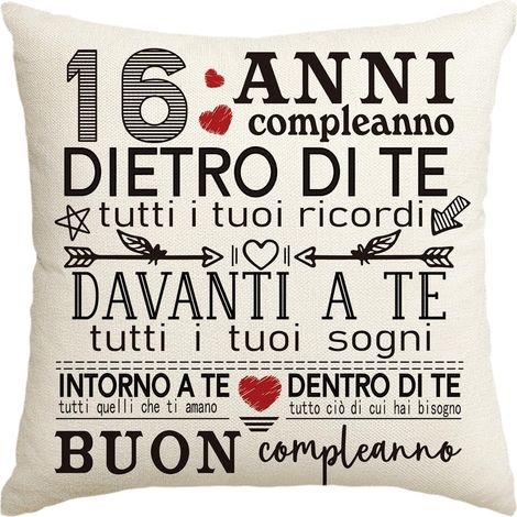 Artoid Mode Federa Decorativa 16° Compleanno 45x45 cm (1/5)