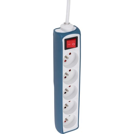 Multiprise 5 prises 16A 2P+T câble 1m + interrupteur - bleu canard - Zenitech (1/4)