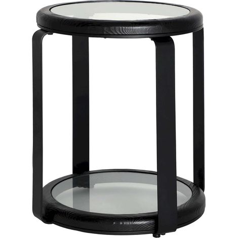 Table d'appoint minimaliste bois et verre trempé noir élégant - Noir bois foncé et verre transparent (1/3)