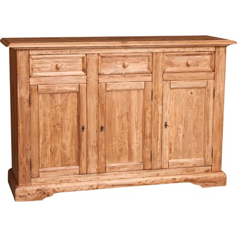 Buffet rustique en tilleul massif finition naturelle L156xPR45xH103 cm