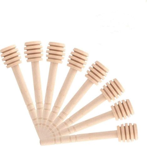 50 Pcs Ménagers en Bois Portable Mini Jam Pot à Miel Distributeur Collectionner remuer Rod Stick Mino Distribue Drizzle Miel 10CM Bois (1/5)