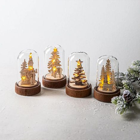 Figura decoración de madera con luz led navidad modelos variados