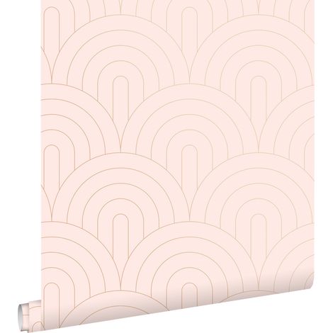 papier peint art déco rose clair et or rose - ESTAhome (1/5)