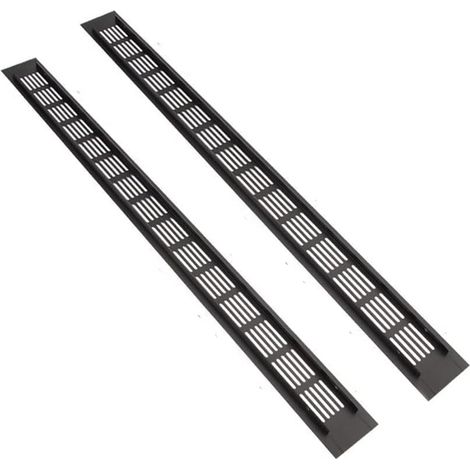 Lot de 2 Grilles D'aération Noires de 600mm x 80mm en Alliage D'aluminium pour Cuisine, Placard (1/5)
