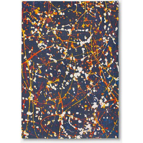 EXPRESSION DESIGN - TAPPETO GALLERY ART ASTRATTO - Prodotto in Belgio - Tessuto piatto jacquard meccanico - Rifinito a mano - Antiscivolo naturale - 100% cotone - Blu astratto - 140 x 200 CM