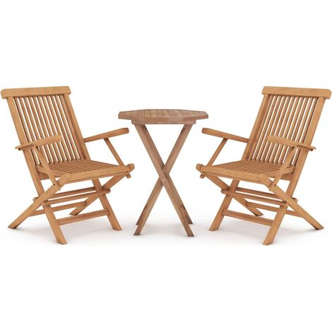 Maison Exclusive - 3-tlg. Garten-Essgruppe Massivholz Teak (1/5)