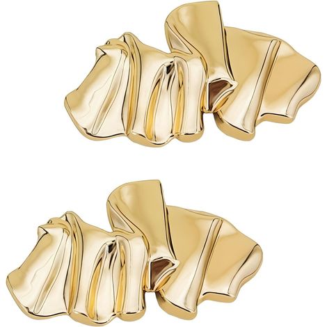Set di 2 spille in metallo color oro dalla forma irregolare, spille dorate per abbigliamento, spille e accessori moda donna per matrimoni, tailleur, abiti (1/5)