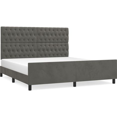 Maison Exclusive - Giroletto con Testiera Grigio Scuro 180x200 cm in Velluto (1/5)