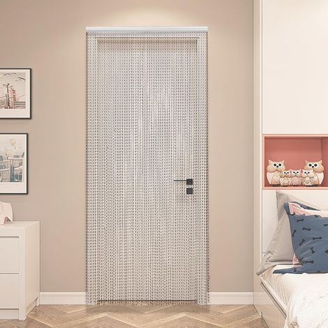Rideau à chaîne en aluminium 90 × 210 cm - Rideau anti-mouches en métal pour porte de terrasse, porte de balcon, supermarché, porte de terrasse (1/5)