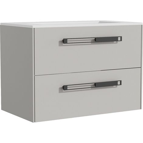 Meuble de salle de bain suspendu avec vasque à encastrer - Gris - 80 cm - FELNA