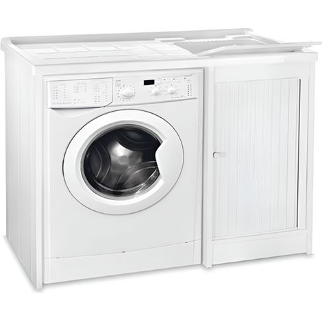 Lavatoio a serranda in Pvc Bianco 105x60 con vasca portalavatrice in resina DX (1/3)