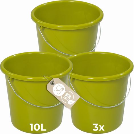 3x Novaliv Putzeimer mit Maßeinteilung, Griff aus Metall Grün (1/5)