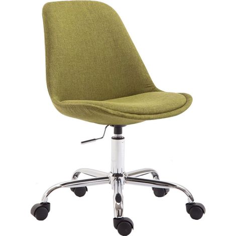 Silla de oficina taburete de trabajo con ruedas regulable en altura en tela verde y metal cromado 100002687