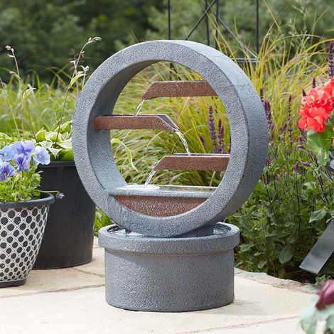 Solar Powered Water Fountain Omega Cascade Solar Powered Garden Water Feature Outdoor Resin Cascade Fountain Patio Décor (1/2)