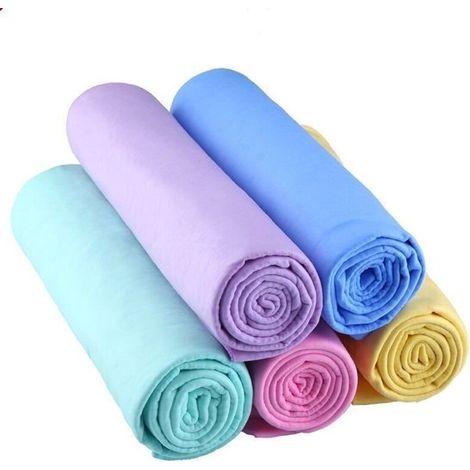5 asciugamani ad asciugatura rapida (33 x 43 cm), altamente assorbenti, per asciugare le auto, in cinque colori, riutilizzabili per palestra, piscina, campeggio (1/4)
