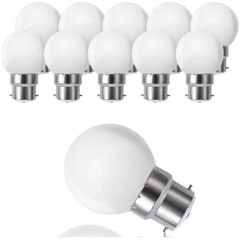 Ampoule LED à Baïonnette B22 3W,Ampoule Mini Globe Golfball B22 G45,Blanc Chaud 3000K,180LM,Équivalent Ampoules 20W,Non Dimmable,Lot de 10 (1/5)